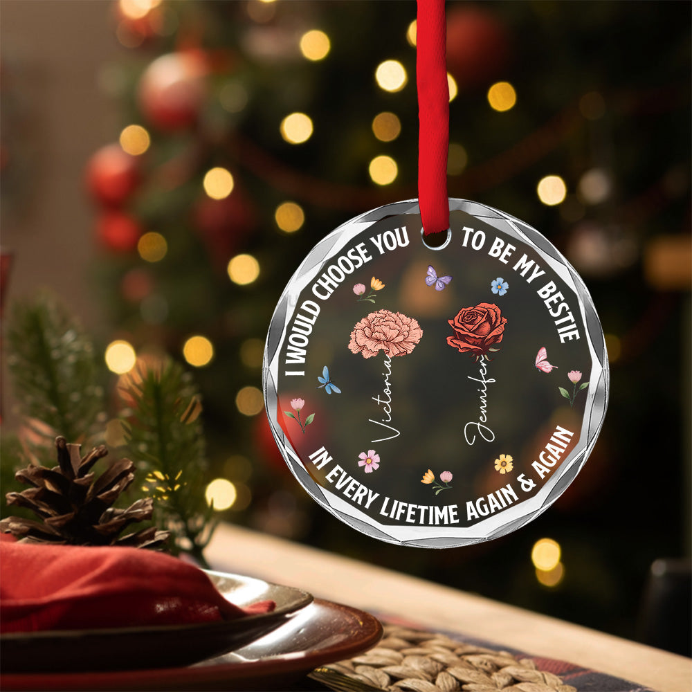 Custom Sister Christmas Ornament •  Choose You To Be My Sister - Personalized Glass Ornament