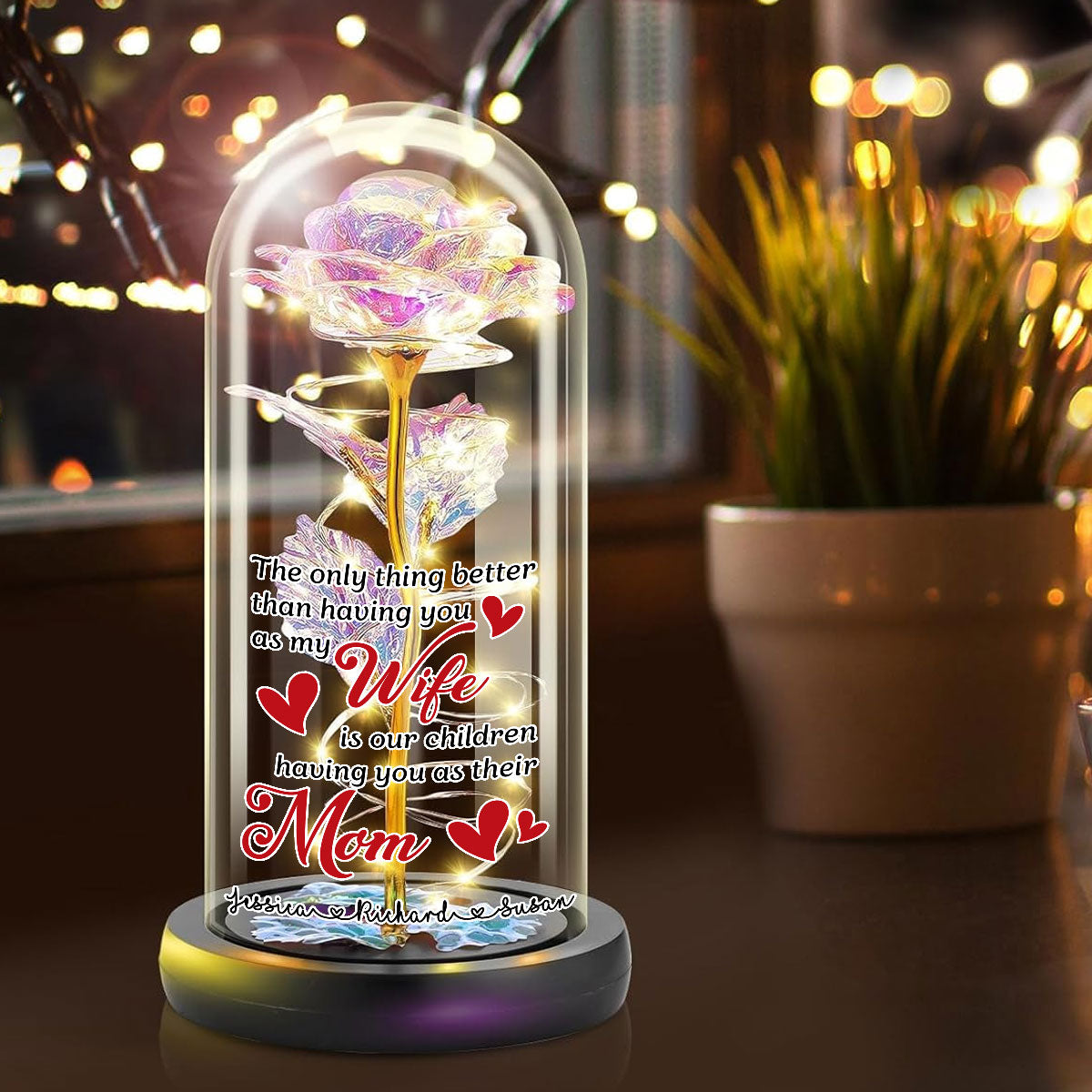 Having You As My Wife - Personalized Sparkly Rose