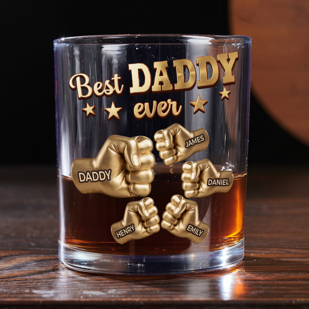 Custom Father's Day Birthday Gifts for Dad • Gold Best Dad - Personalized Whiskey Glass