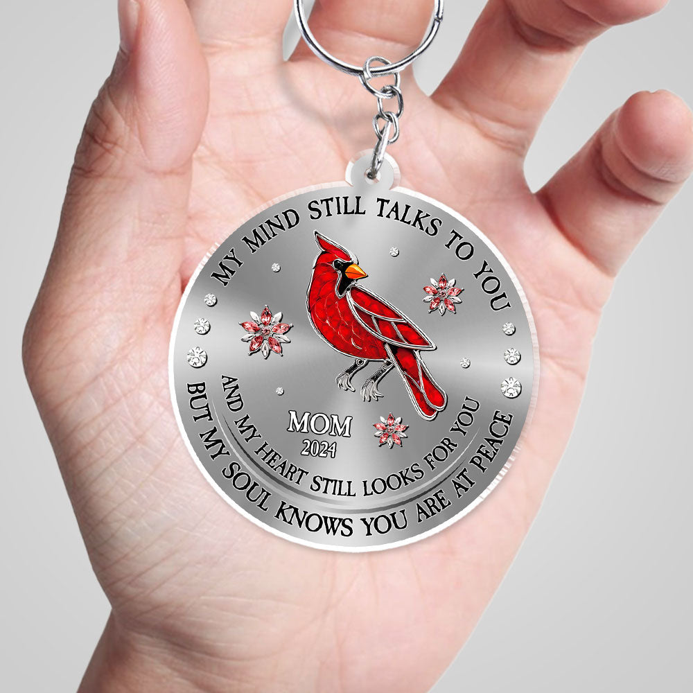 Cardinal Hummingbird My Mind My Heart My Soul - Personalized Acrylic Keychain