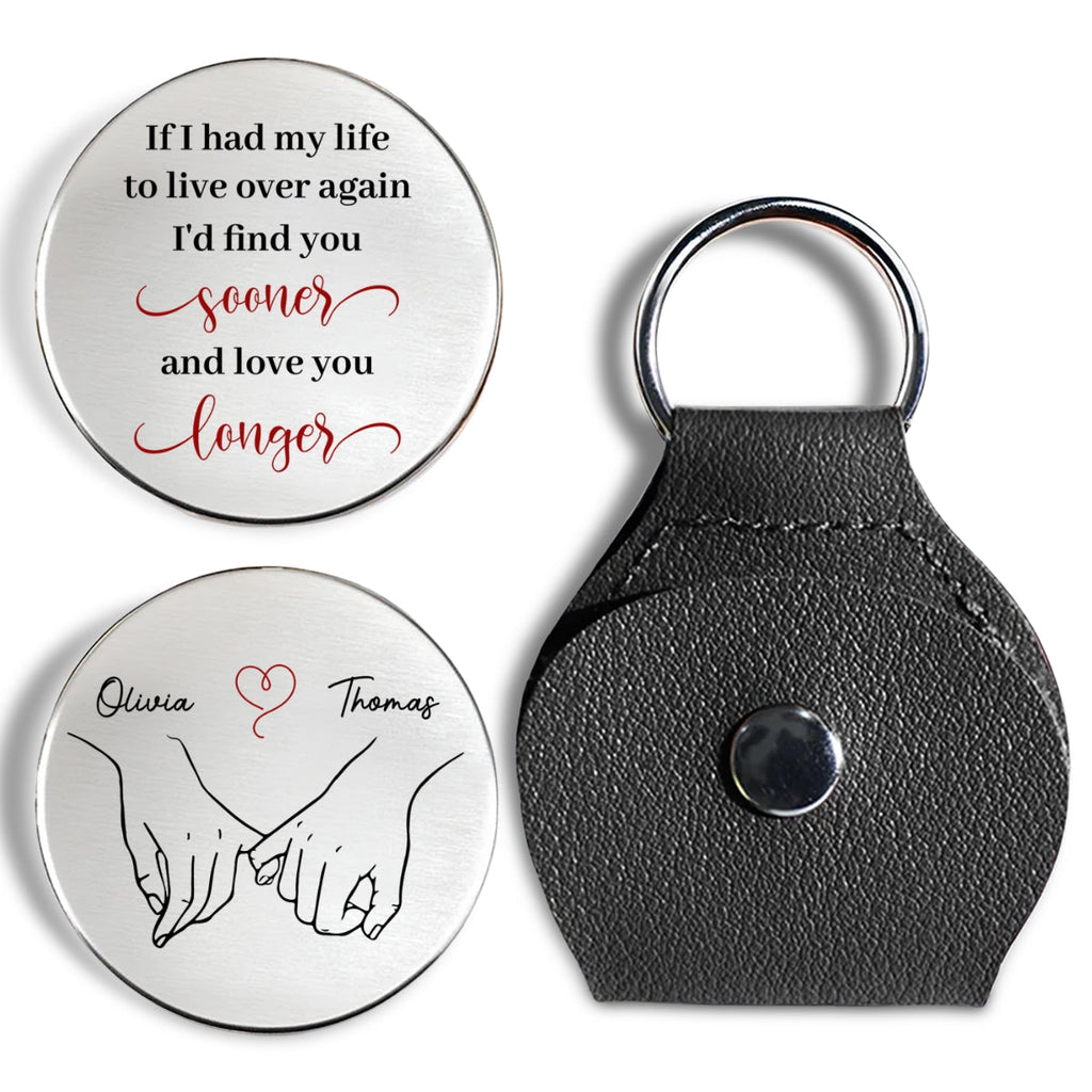 Custom Coin Keychain for Wife, Couple Anniversary Valentine's Day Gifts • Love You - Personalized Pocket Hug