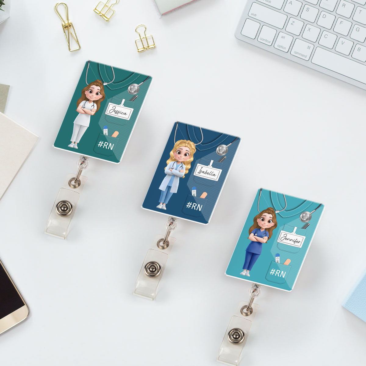 Custom Nurse ID Holder, Christmas Birthday Gifts for Healthcare Workers • Nurse Life - Personalized Acrylic Badge Reel