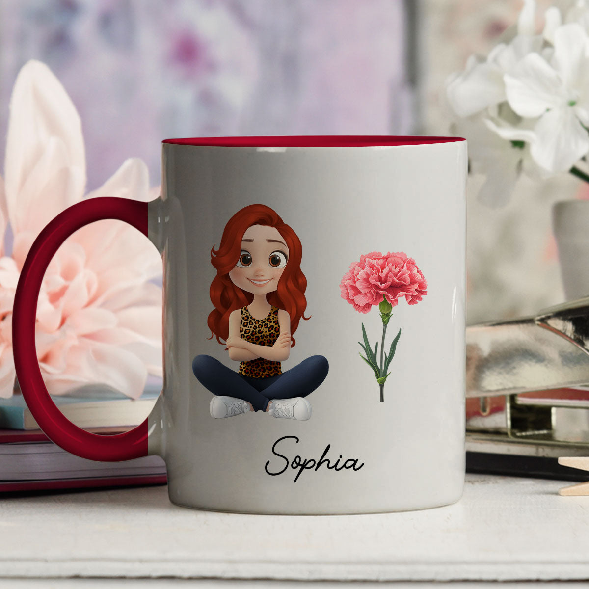 Custom Best Friend, Christmas & Birthday Friendship Keepsake Gift • Cartoon Girl - Personalized Accent Mug