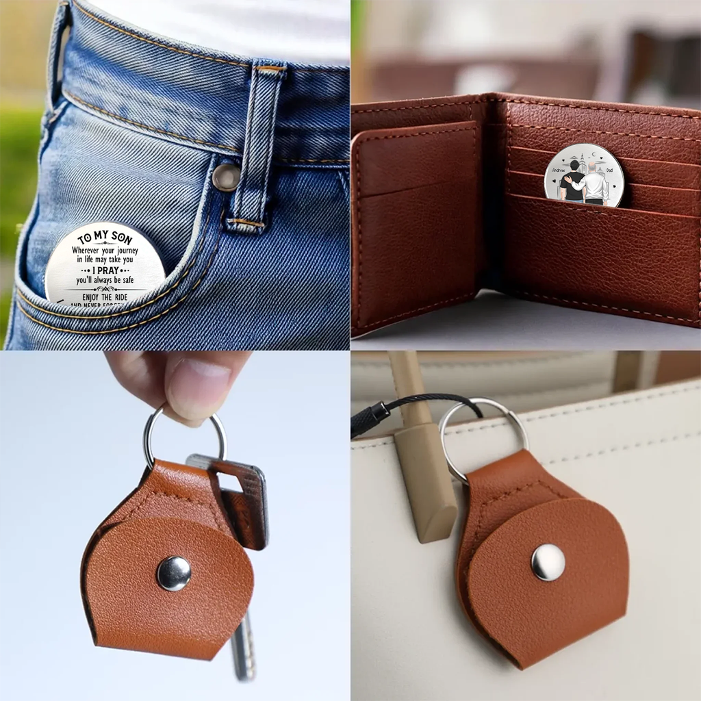 Custom Son Coin Keychain, Father's Day Birthday Gifts • Your Way Back Home - Personalized Pocket Hug