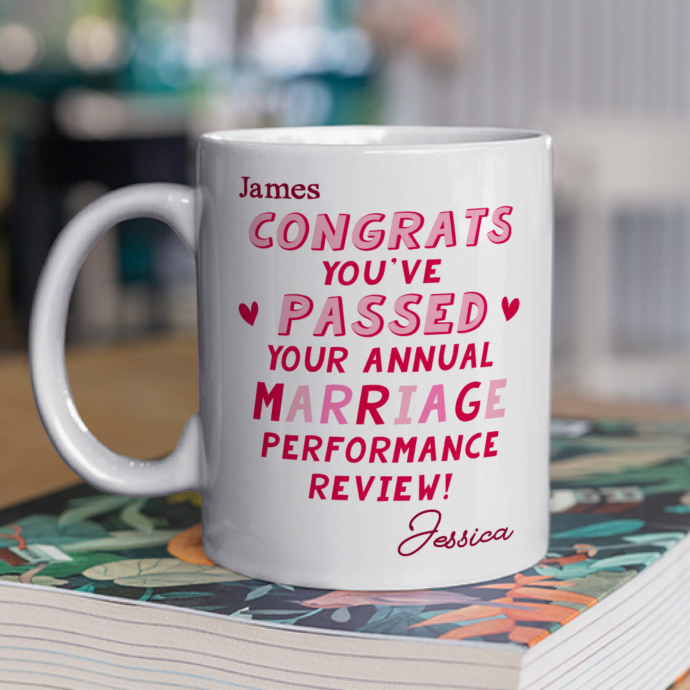 Custom Anniversary Keepsake Gifts For Couple • Annual Marriage Performance Review - Personalized Coffee Mug