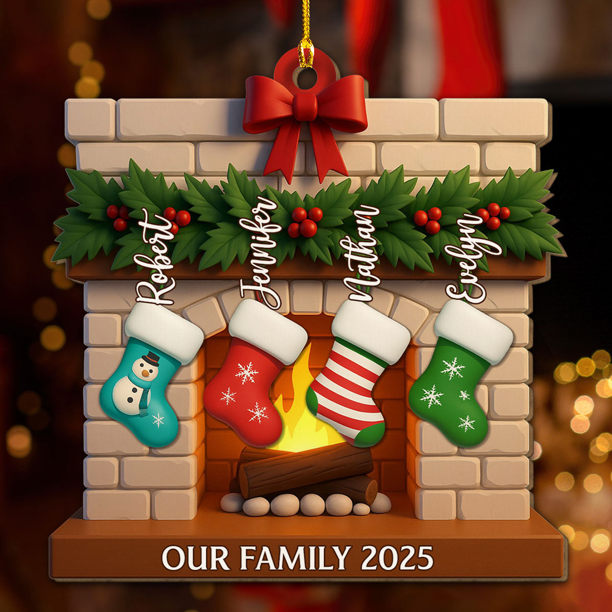 Custom Family Ornament, Christmas Gift for Family Members •  Family Stockings 2025 - Personalized Wood Ornament