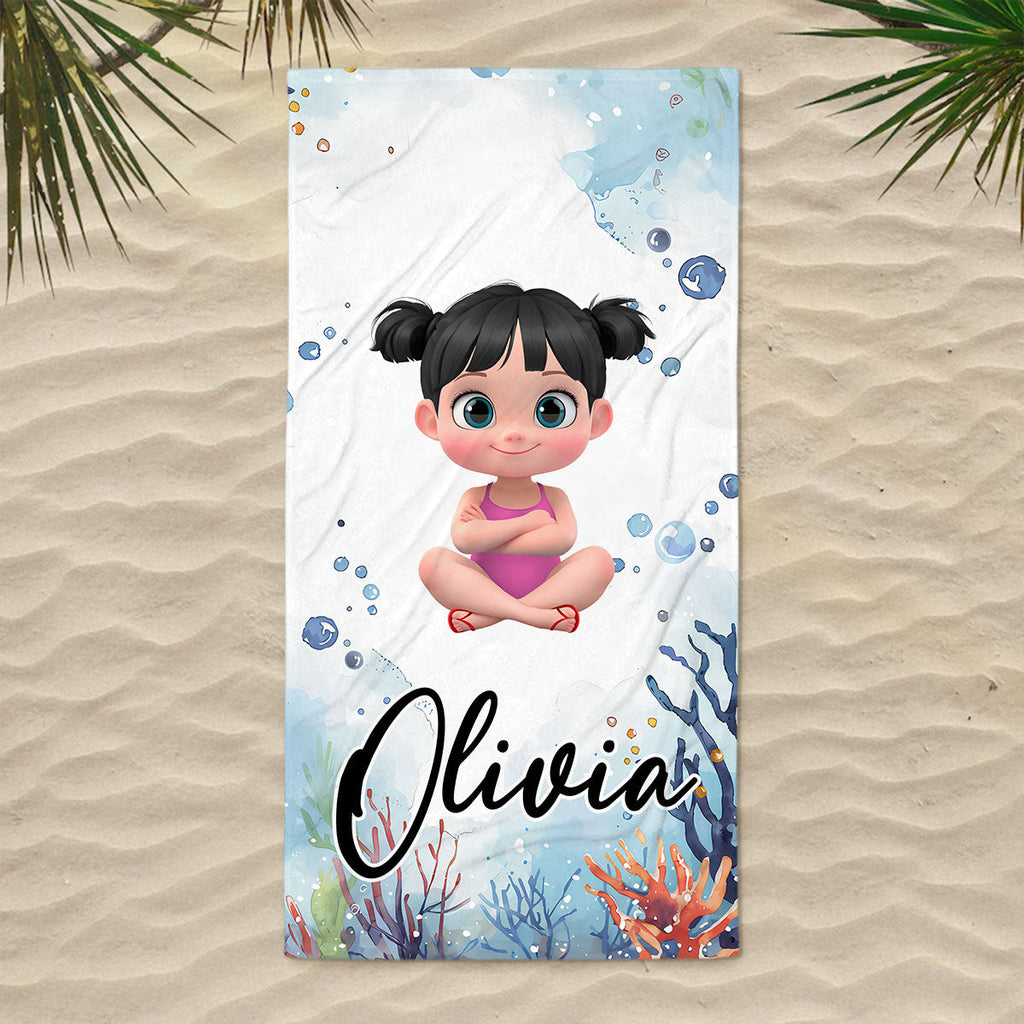 Cartoon Scuba Diver - Personalized Beach Towel