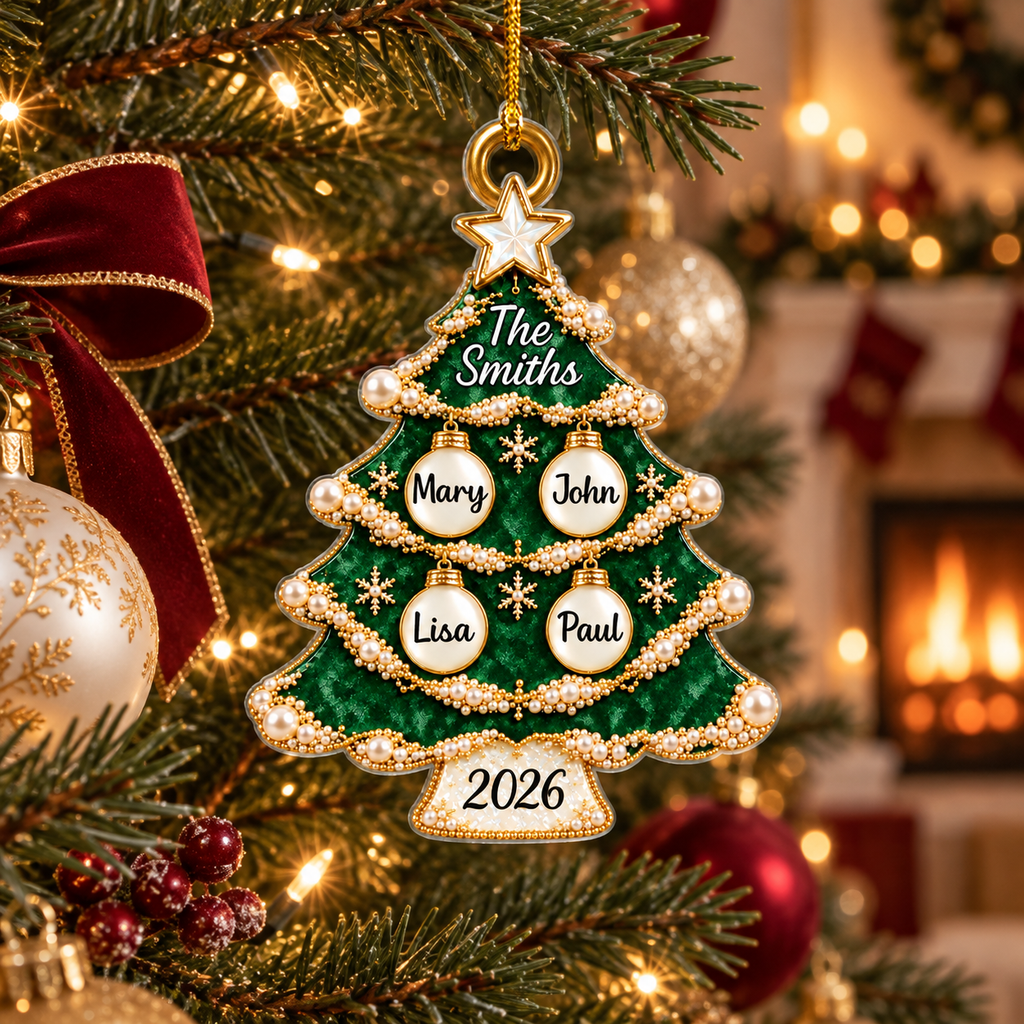 Custom Family Ornament, Christmas Gift for Family Members •  Christmas Tree of Love - Personalized Acrylic Ornament
