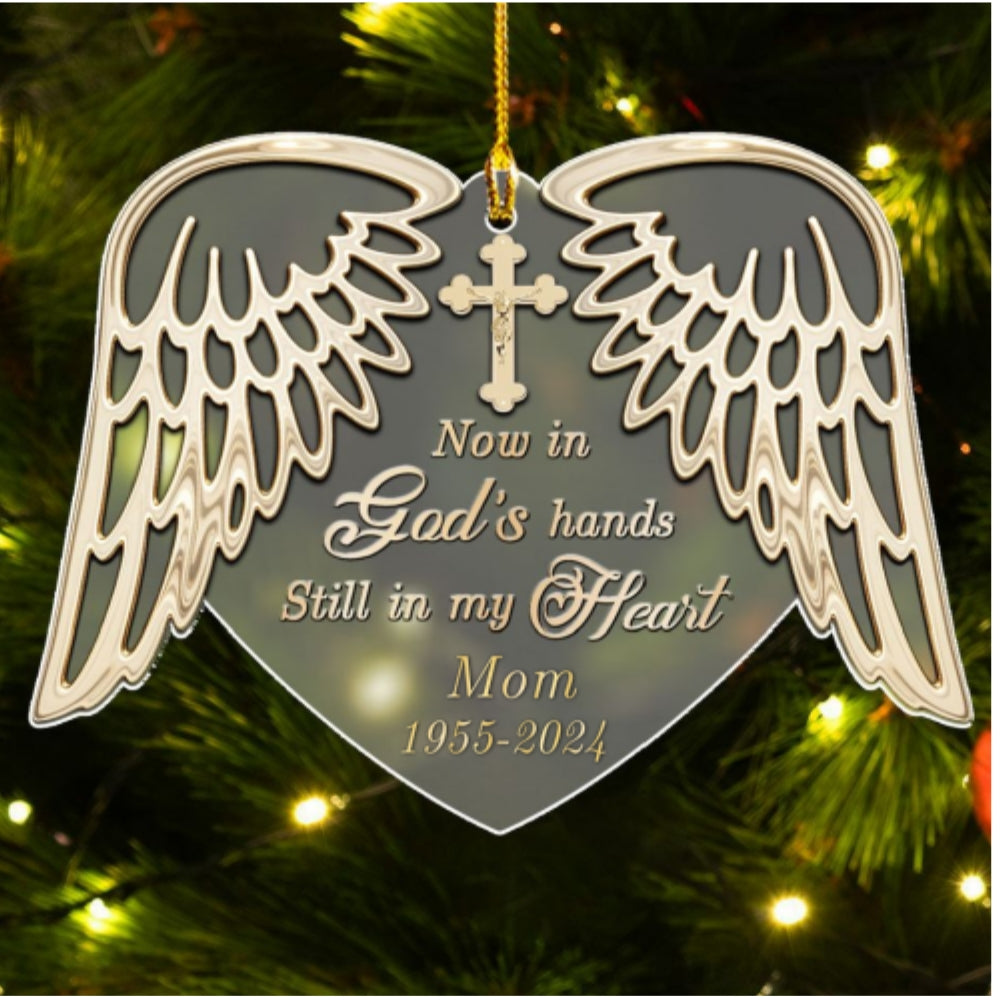 Custom Memorial Christmas Ornament, Sympathy Keepsake •  Still In My Heart - Personalized Frosted Acrylic Ornament