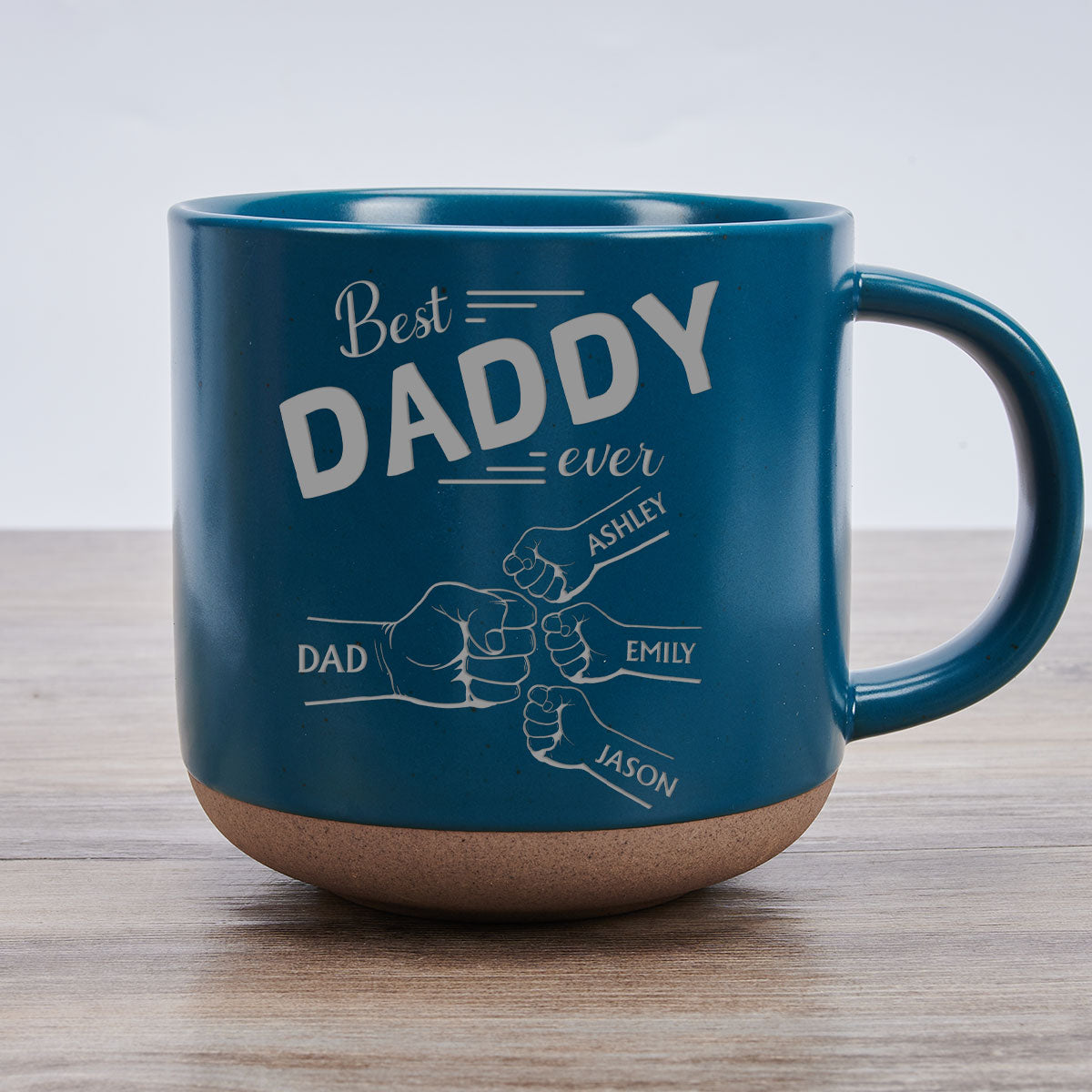 Custom Father's Day, Special Gift for Dad & Grandpa • Dad Is Our Strength - Personalized Engraved Pottery Mug