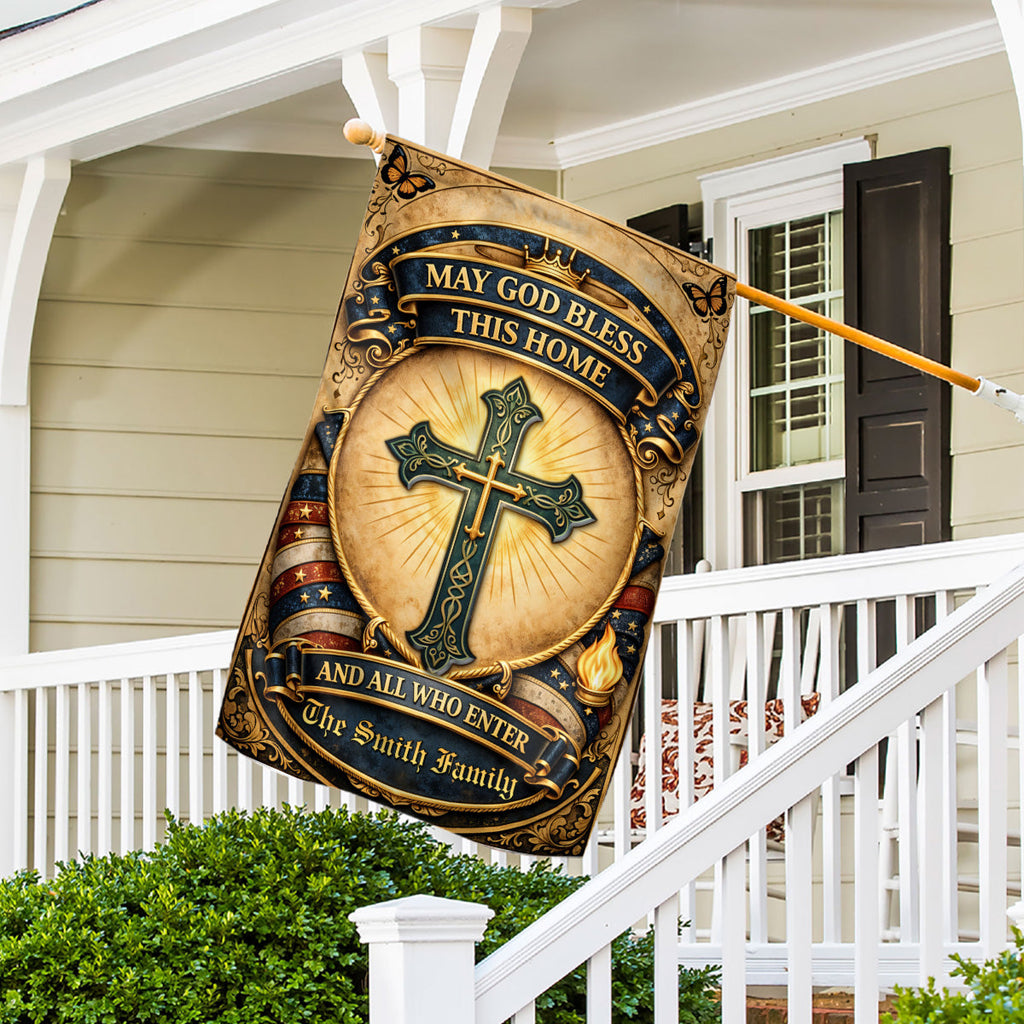 God Bless This Home - Personalized 3D Effect Flag