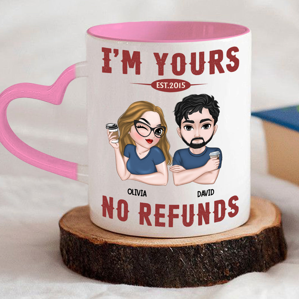 Custom Anniversary Keepsake Gifts For Couple • No Refund - Personalized Heart Handle Mug