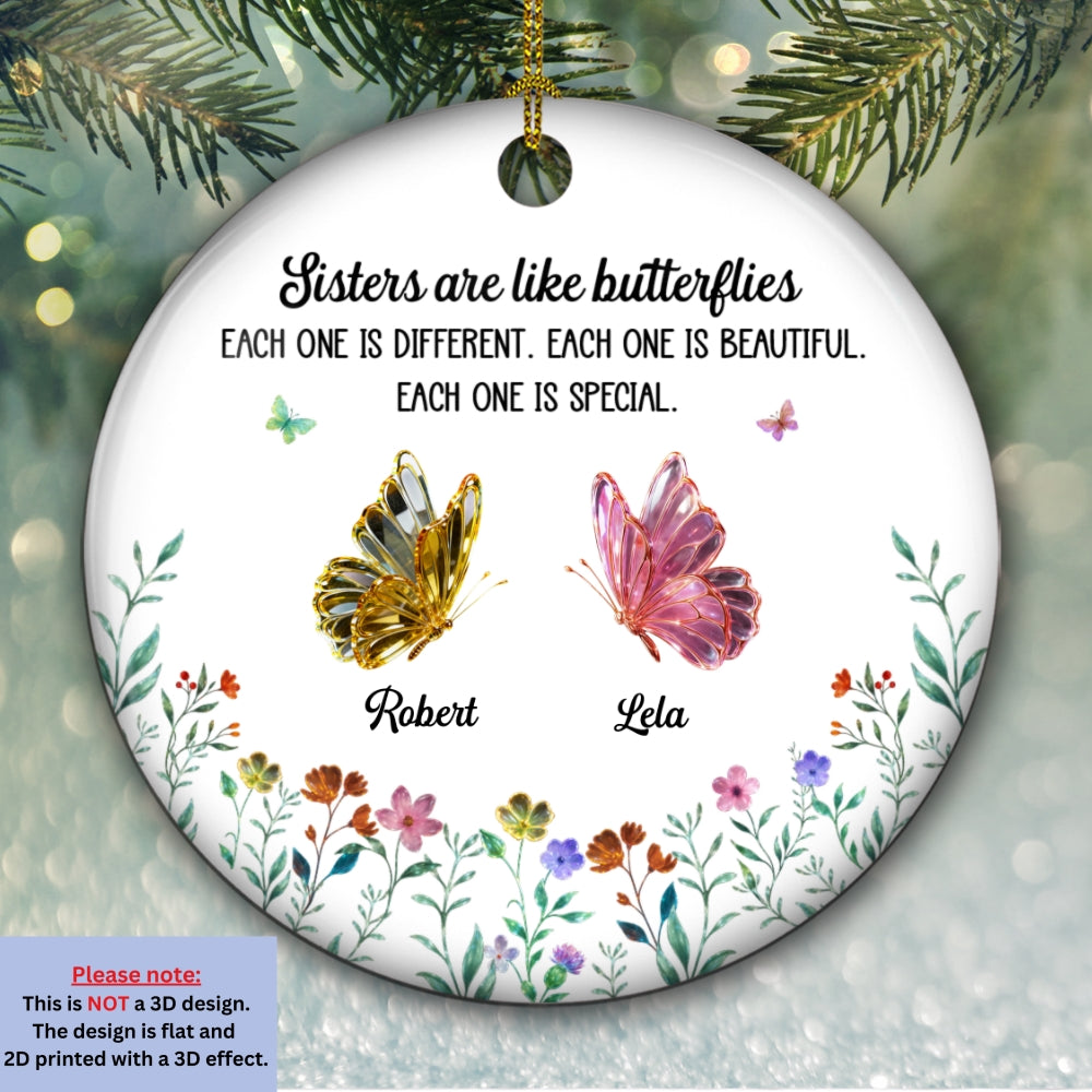 Custom Sister Christmas Ornament •  Festive Sister - Personalized Ceramic Ornament