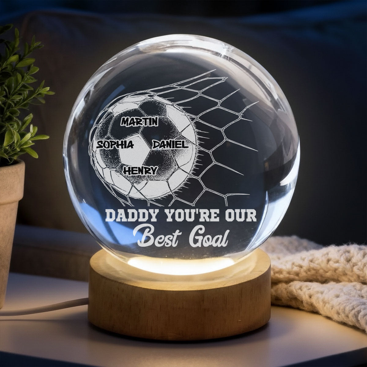 I Scored The Best Dad - Personalized Crystal Globe Lamp