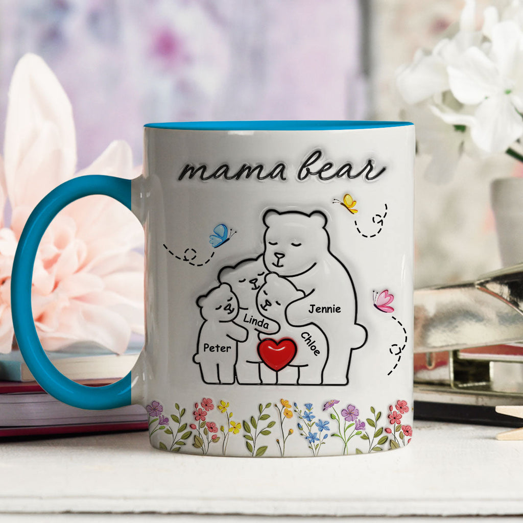 Custom Mother's Day Gift for Mom & Grandma • Mama Bear New Style - Personalized 3D Inflated Effect Accent Mug