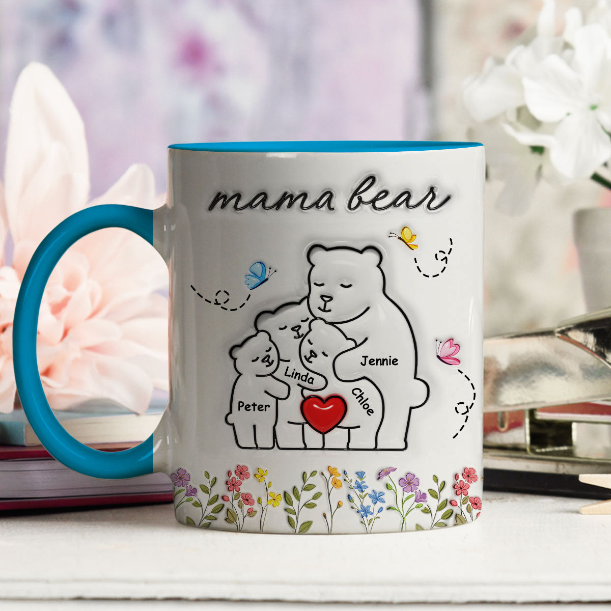 Custom Mother's Day Gift for Mom & Grandma • Mama Bear New Style - Personalized 3D Inflated Effect Accent Mug