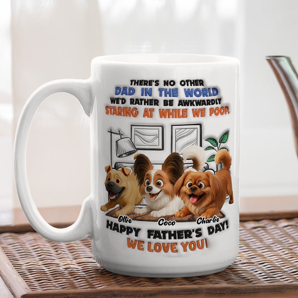 Custom Christmas & Birthday Keepsake Gift • Staring At While I Poop Funny Dog - Personalized 3D Inflated Effect Coffee Mug