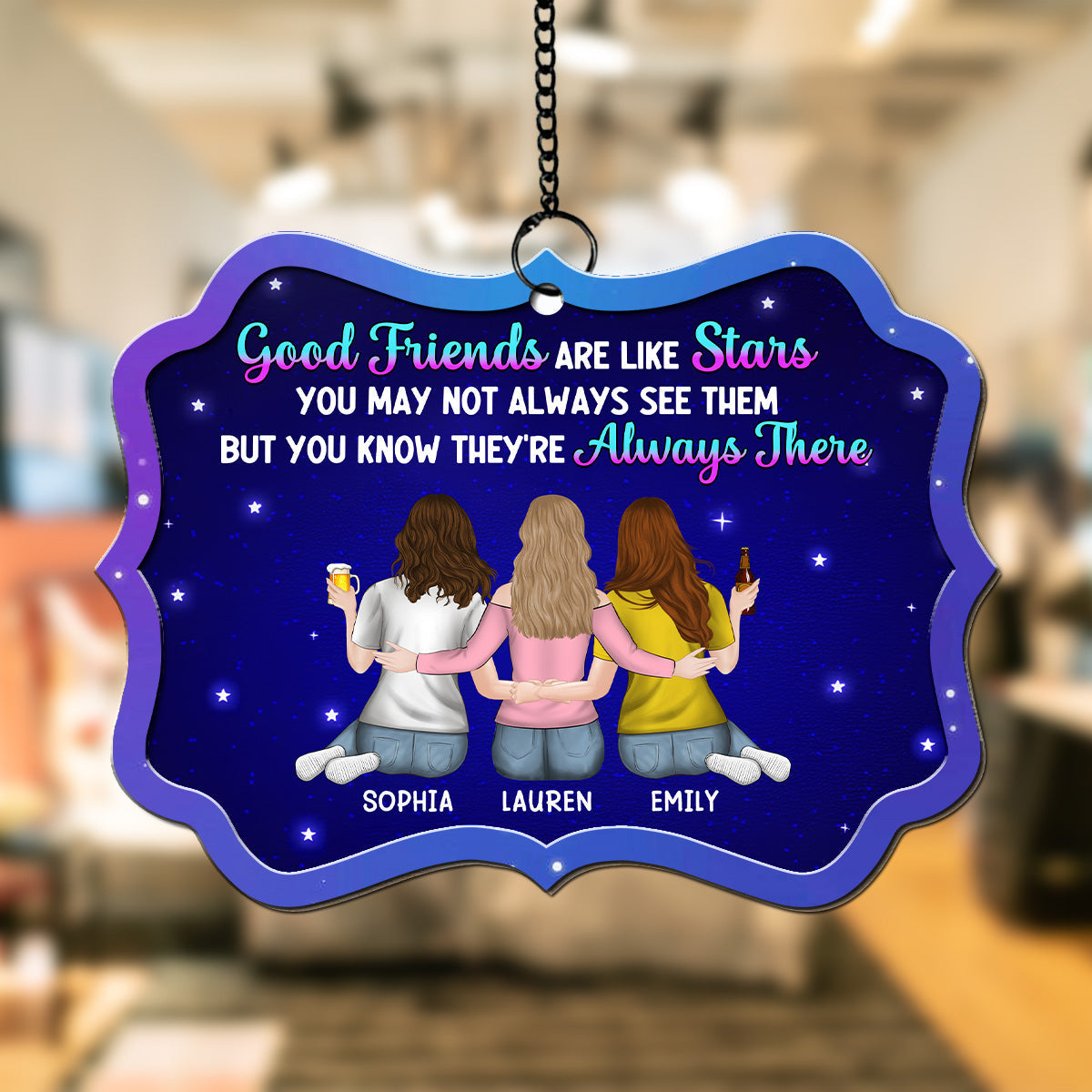 Custom Best Friend Hanging Decor, Friendship Birthday Gifts • Good Friends Are Like Stars - Personalized Suncatcher
