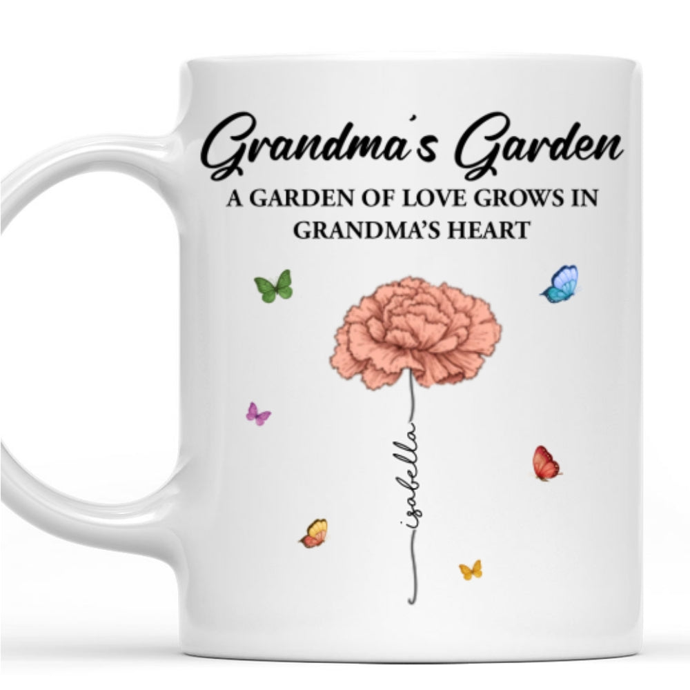Custom Christmas & Birthday Gift For Grandma • Her Garden Grows With Love - Personalized Coffee Mug