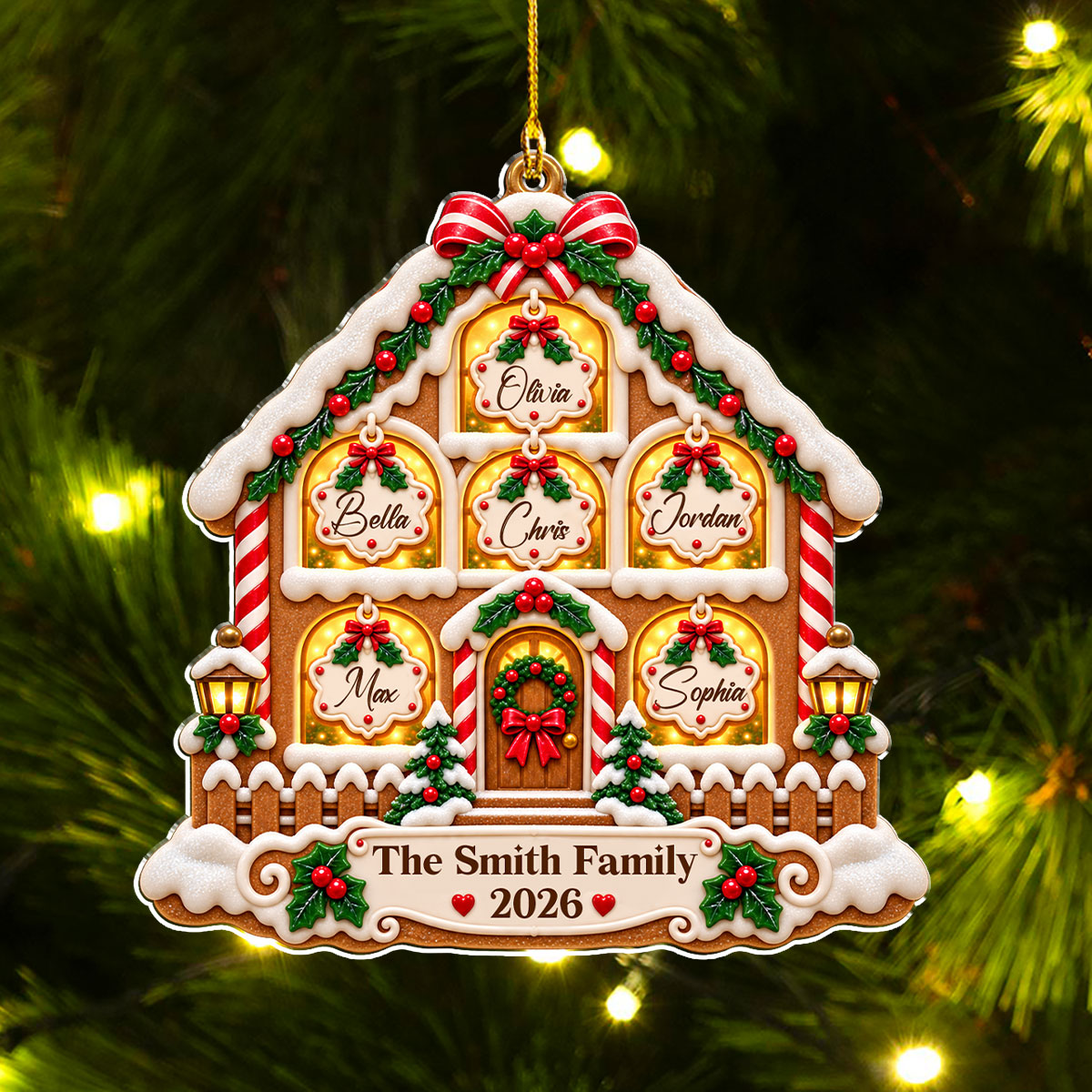 Custom Family Ornament, Christmas Gift for Family Members •  Holiday Window Gallery - Personalized Acrylic Ornament