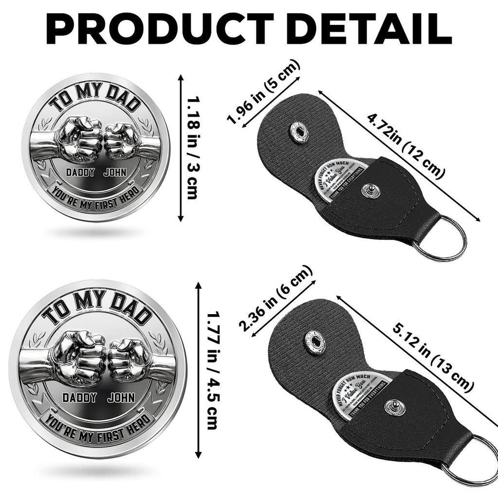 Custom Dad Coin Keychain, Father's Day Birthday Keepsake • You Mean Everything Dad - Personalized Pocket Hug