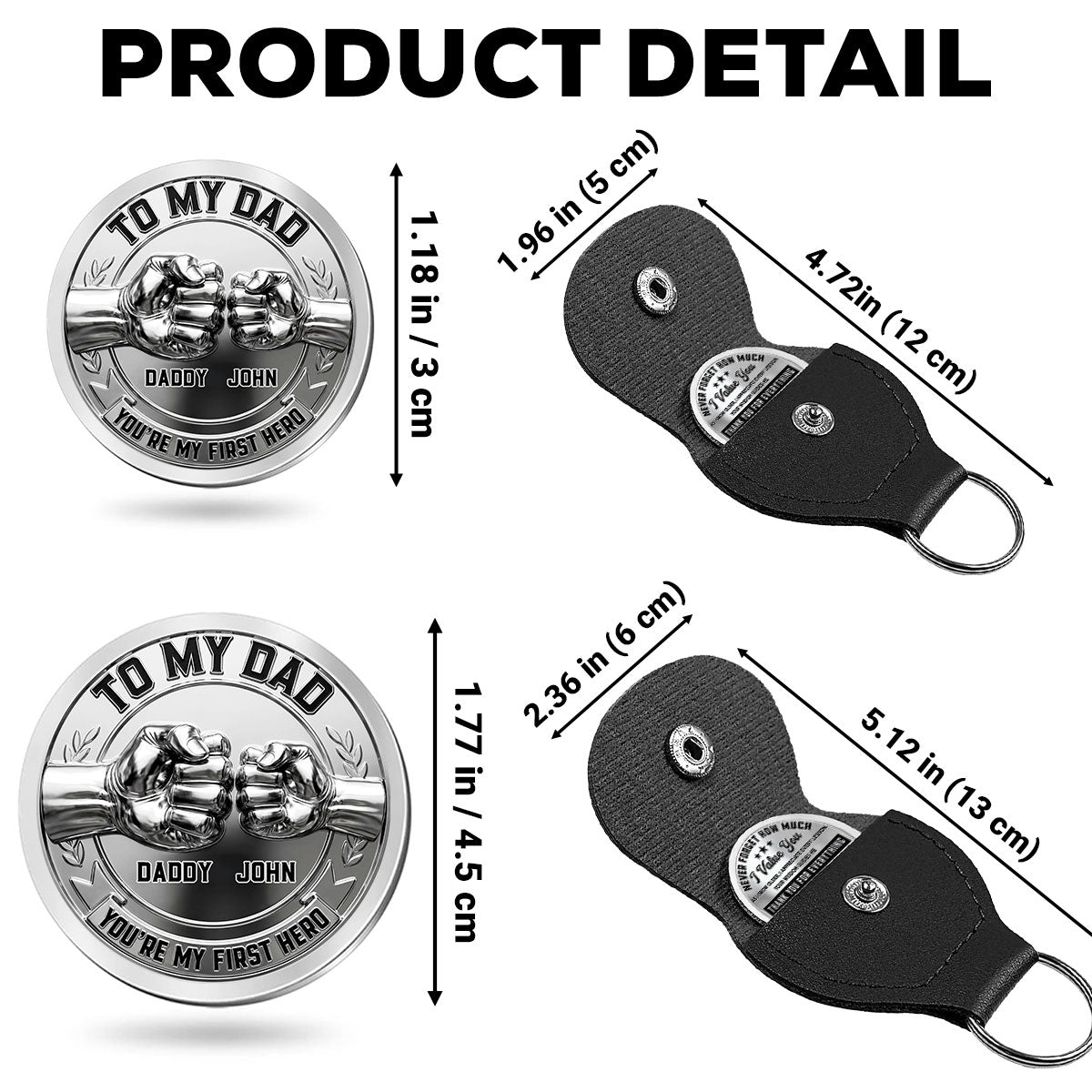 Custom Dad Coin Keychain, Father's Day Birthday Keepsake • You Mean Everything Dad - Personalized Pocket Hug