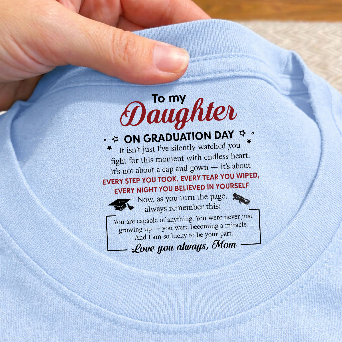 Custom Christmas Birthday Gifts For Children • Every Step You Take - Personalized Inside Neck Print T-shirt