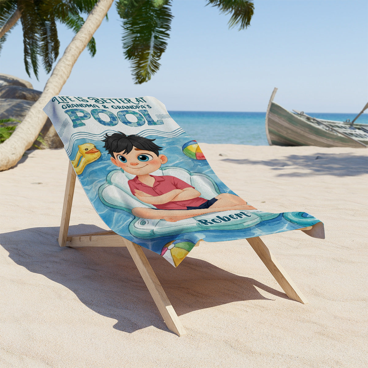 Better At Grandma Pool - Personalized Beach Towel