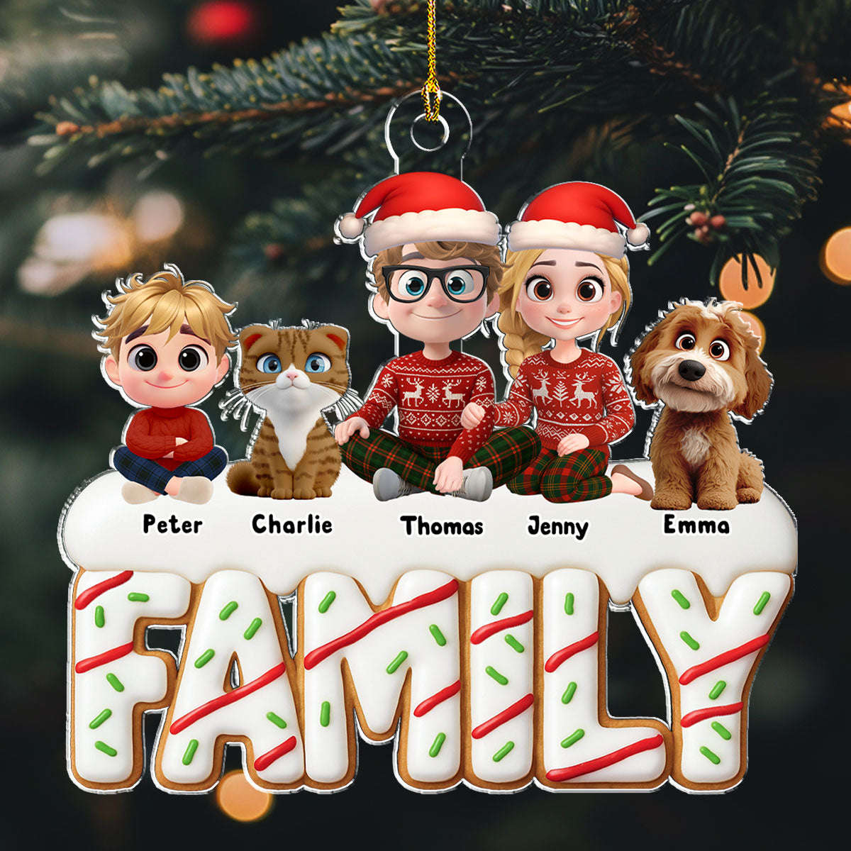 Custom Family Ornament, Christmas Gift for Family Members •  Sweetest Christmas As A Family - Personalized Acrylic Ornament