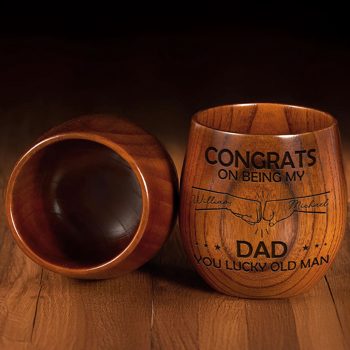 Being My Dad - Personalized Engraved Wooden Whiskey Glass