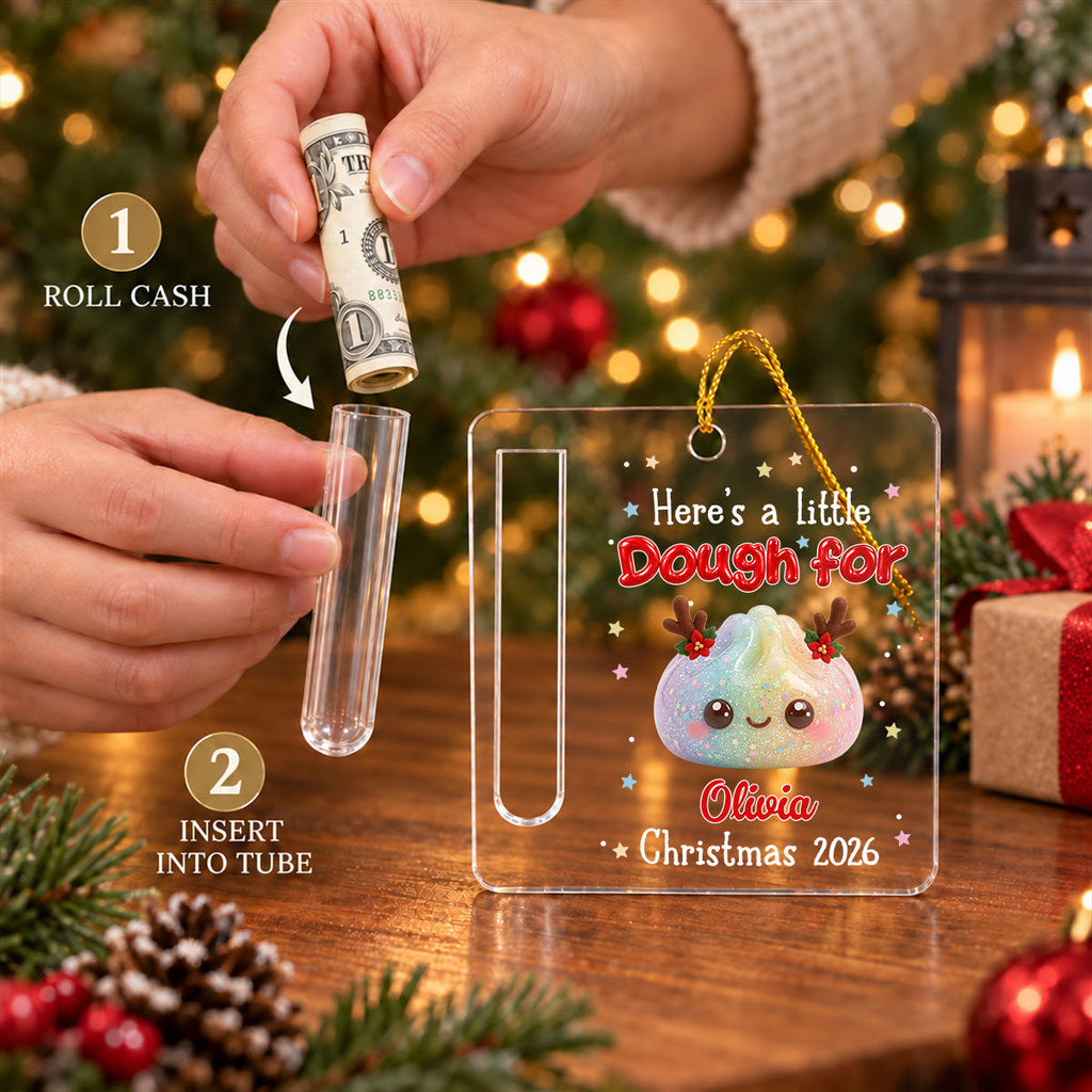 Custom Family Ornament, Christmas Gift for Family Members •  Personalized Christmas Dumpling Squishy - Personalized Cash Gift Ornament