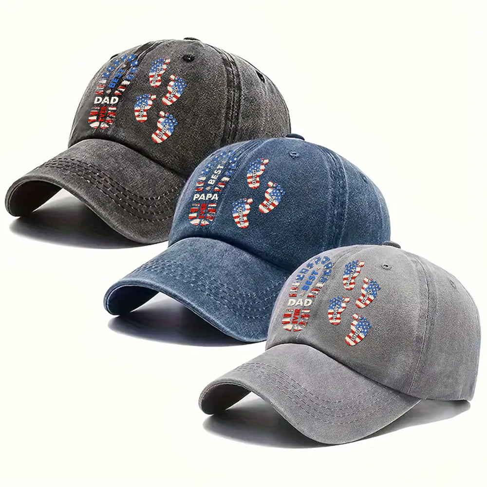 Custom Christmas Headwear Birthday Gifts for Dad • Best Dad Ever - Personalized Vintage Washed Denim Cap
