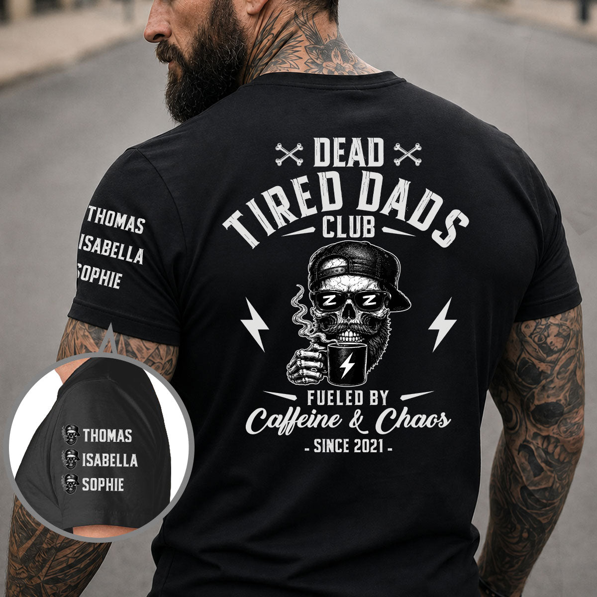 Custom Christmas & Birthday Gift for Dad, Grandpa • Fueled By Their Laughter - Personalized Shirt With Design On Sleeve