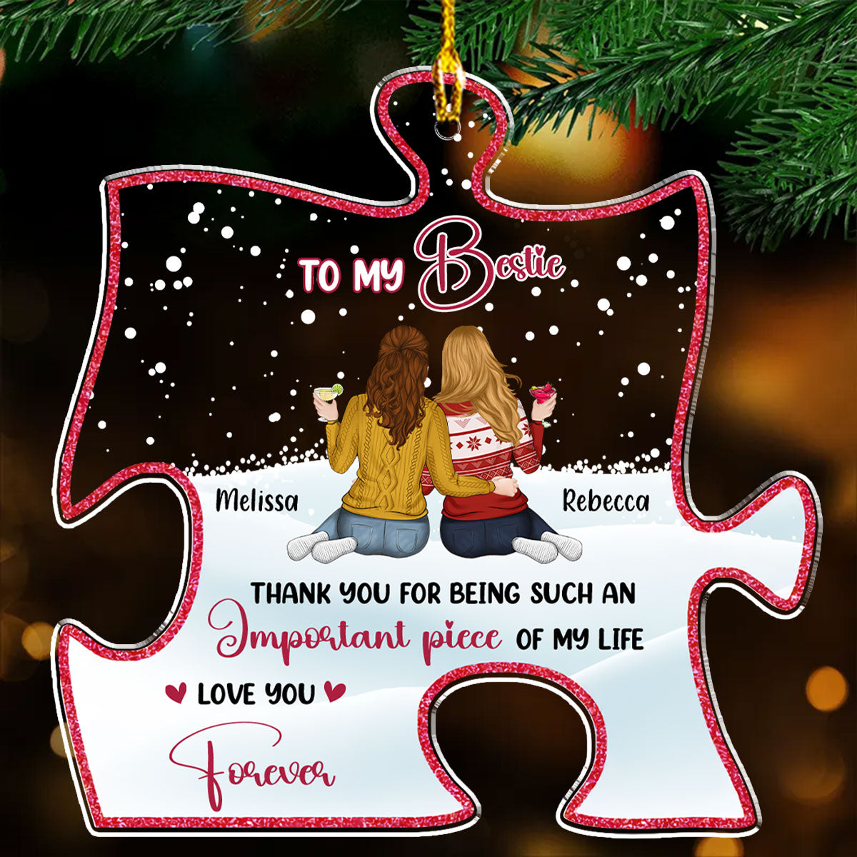 Custom Friendship Christmas Ornament, Best Friend Gift •  An Important Piece - Personalized Acrylic Ornament