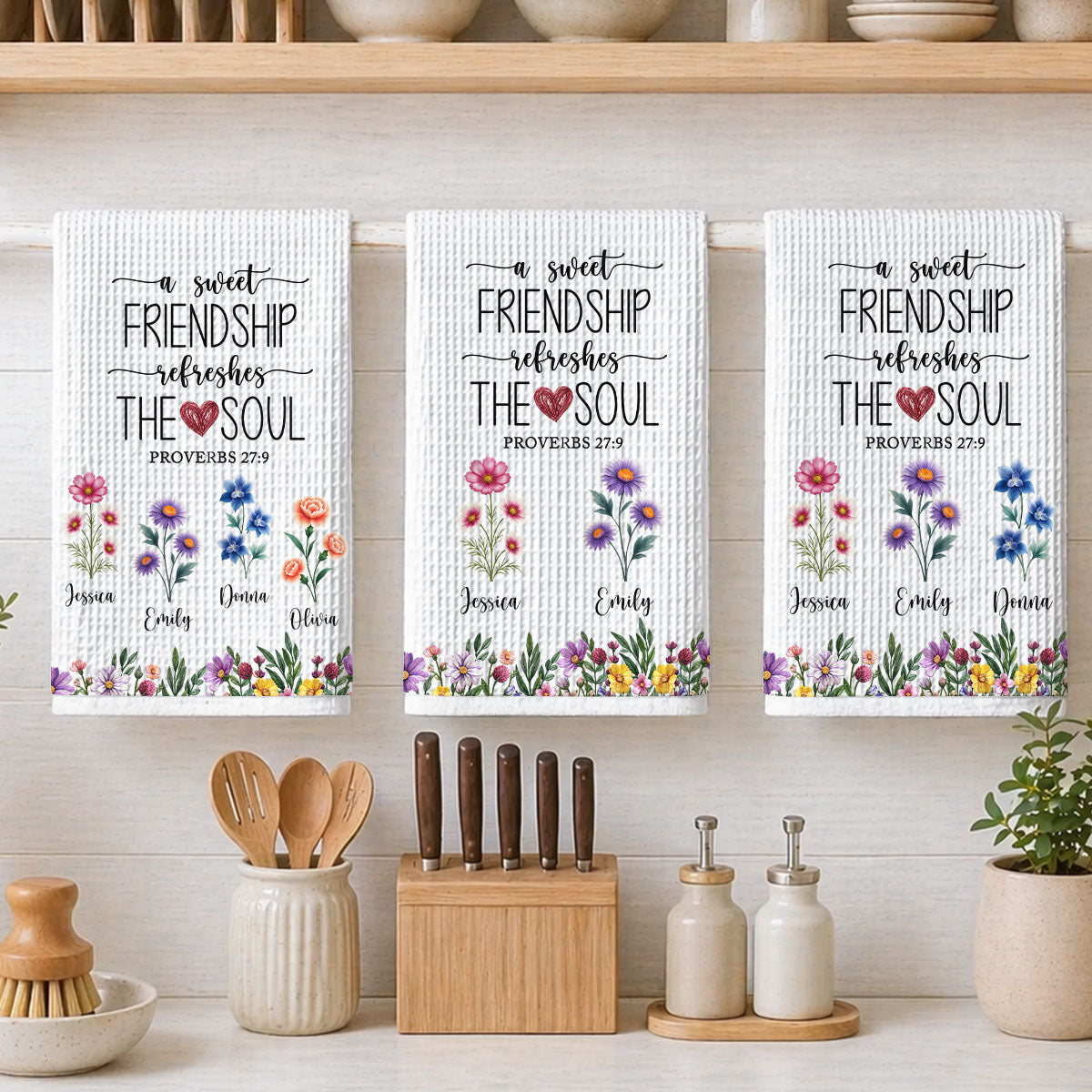 Custom Sister Kitchen Towel With Names, Birthday Christmas Gift For Sister Sibling • Rare Souls True Friends - Personalized Kitchen Towel
