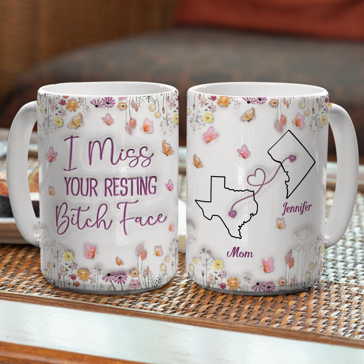 Custom Mother's Day Gift for Mom & Grandma • I Miss Your Resting Face - Personalized 3D Inflated Effect Mug