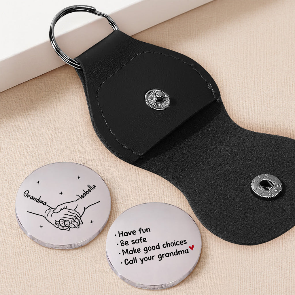 Custom Coin Keychain For Granddaughter Niece, Family Keepsake, • Call Your Grandma - Personalized Pocket Hug