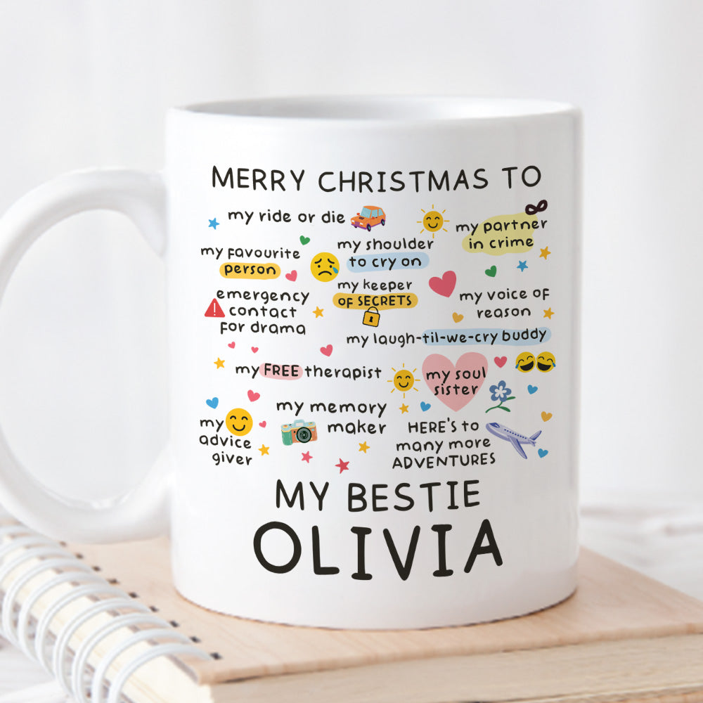 Custom Best Friend, Christmas & Birthday Friendship Keepsake Gift • True Friends Are Rare - Personalized Coffee Mug