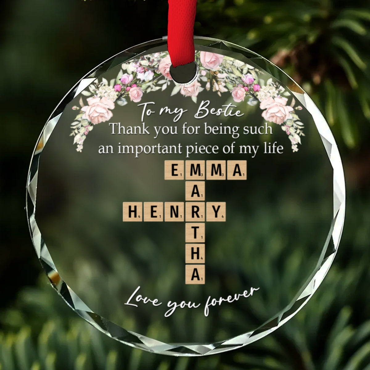 Custom Friendship Christmas Ornament, Best Friend Gift •  Friends Make Everything Easier - Personalized Glass Ornament