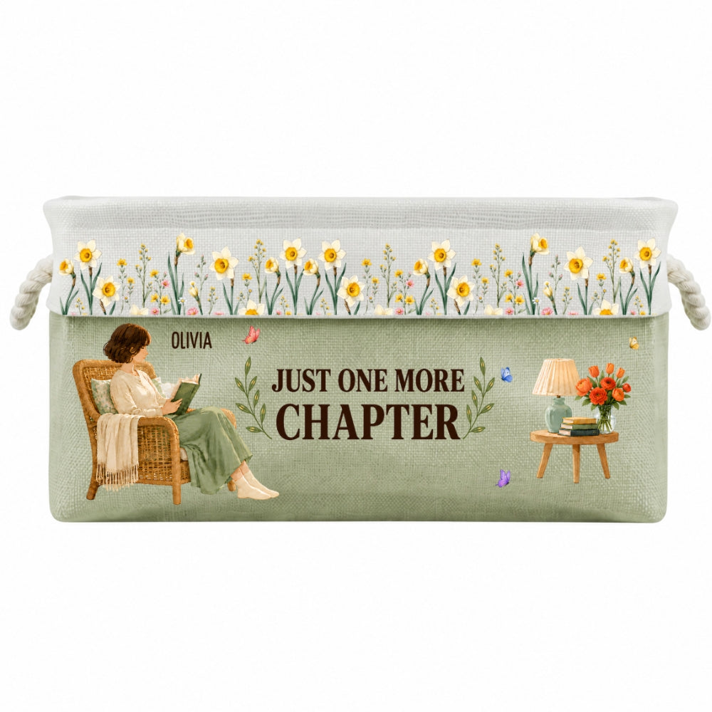 Custom Christmas Birthday Bookish Gifts For Book Lovers, Bookworms • Floral Book Nook - Personalized Storage Basket