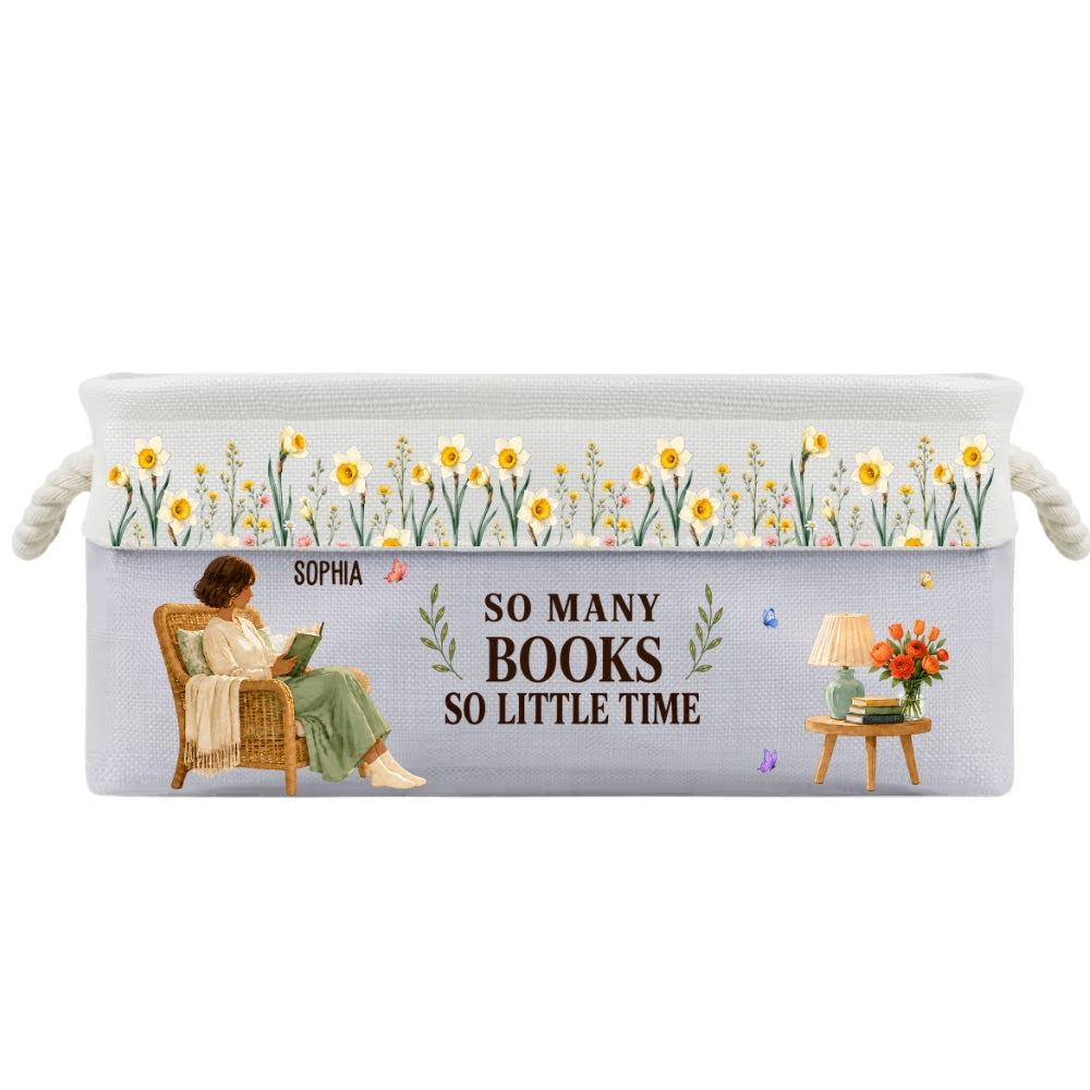 Custom Christmas Birthday Bookish Gifts For Book Lovers, Bookworms • Floral Book Nook - Personalized Storage Basket