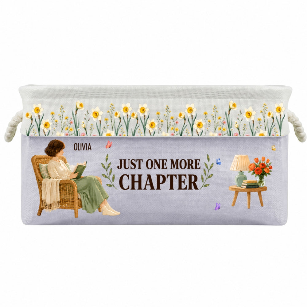 Custom Christmas Birthday Bookish Gifts For Book Lovers, Bookworms • Floral Book Nook - Personalized Storage Basket