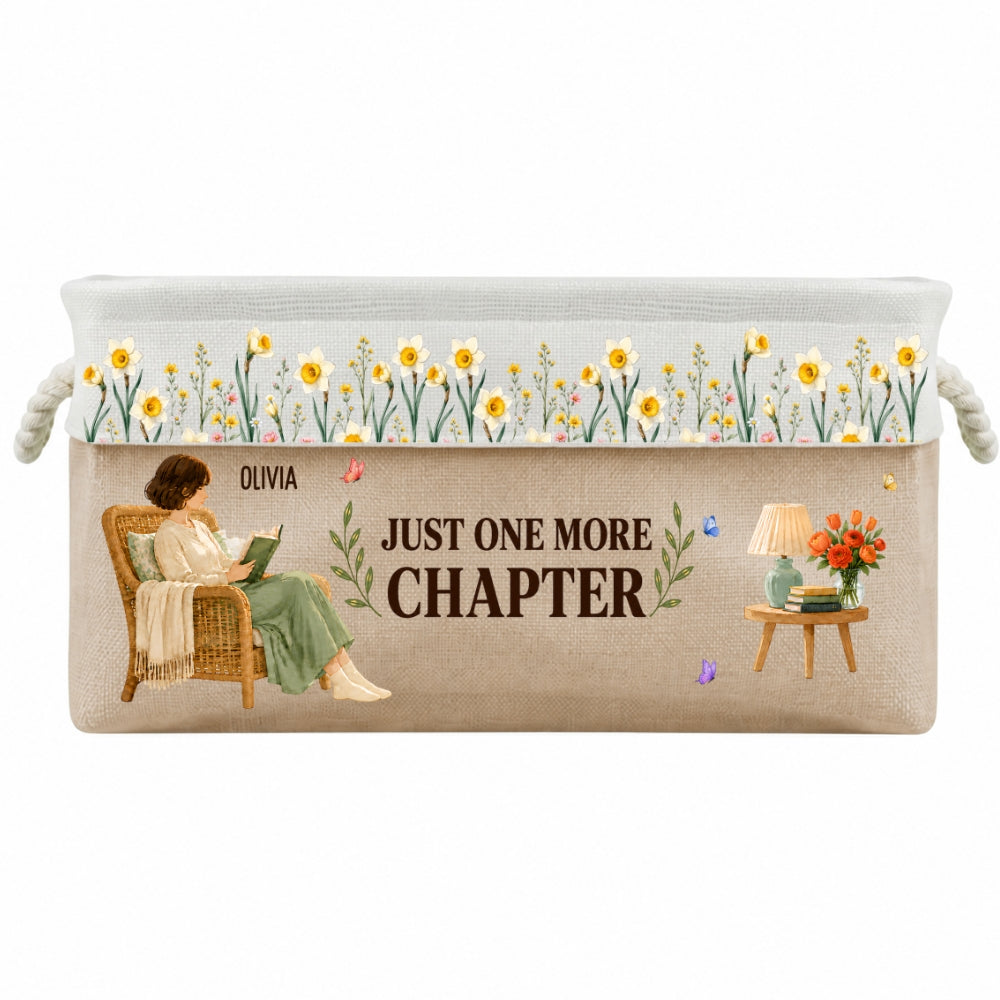 Custom Christmas Birthday Bookish Gifts For Book Lovers, Bookworms • Floral Book Nook - Personalized Storage Basket