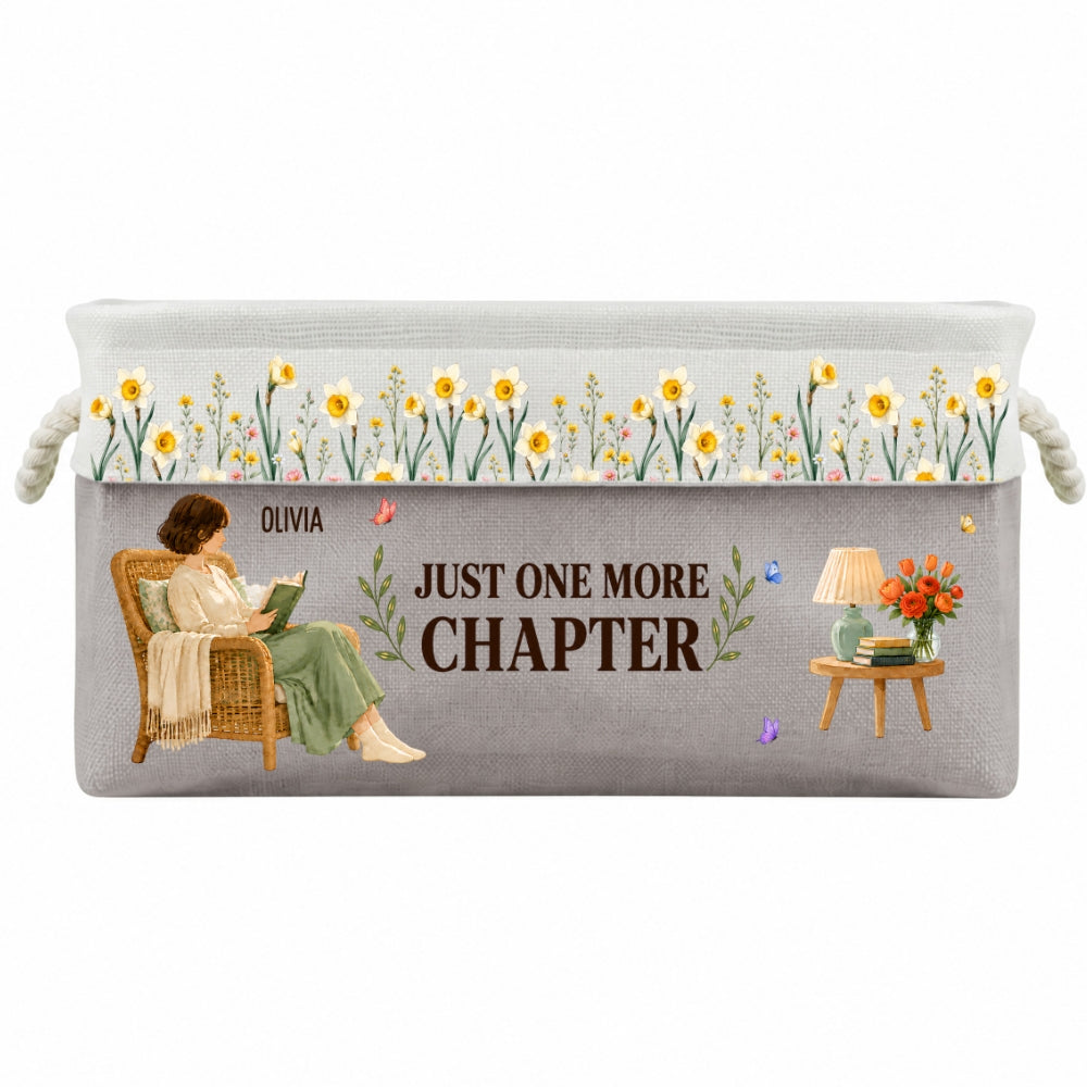 Custom Christmas Birthday Bookish Gifts For Book Lovers, Bookworms • Floral Book Nook - Personalized Storage Basket