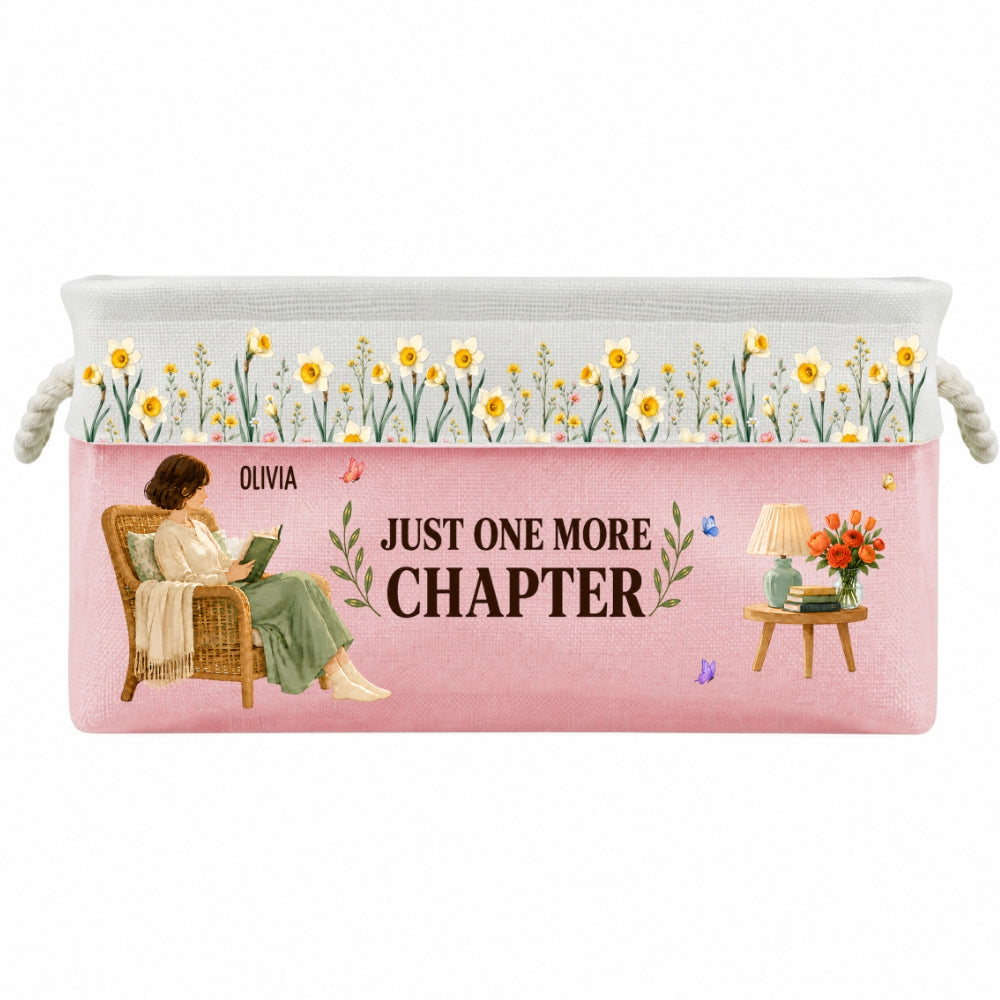 Custom Christmas Birthday Bookish Gifts For Book Lovers, Bookworms • Floral Book Nook - Personalized Storage Basket