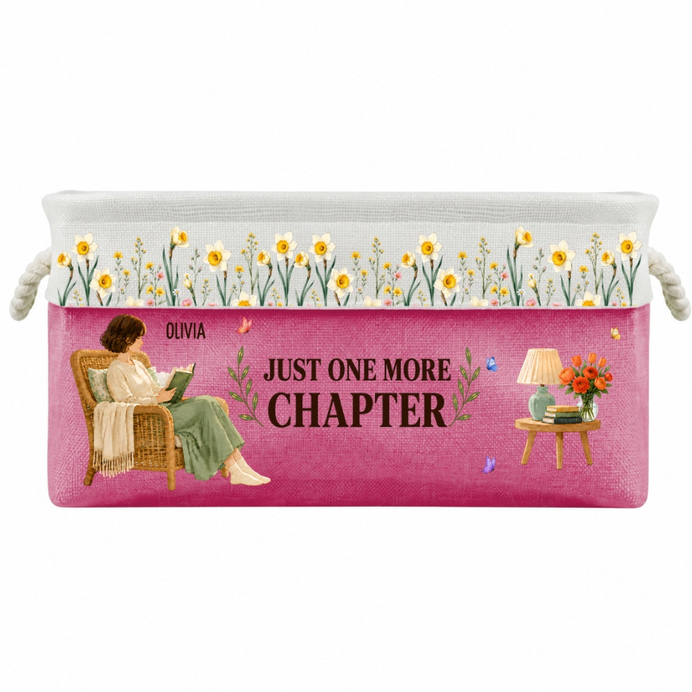 Custom Christmas Birthday Bookish Gifts For Book Lovers, Bookworms • Floral Book Nook - Personalized Storage Basket