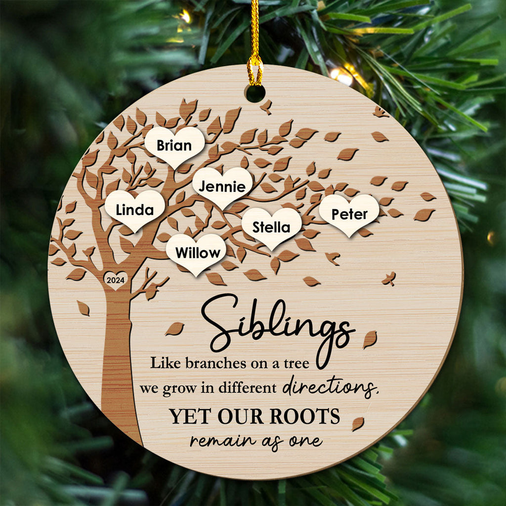 Custom Keepsake Christmas Ornament •  Our Roots Remain As One - Personalized Wood Ornament