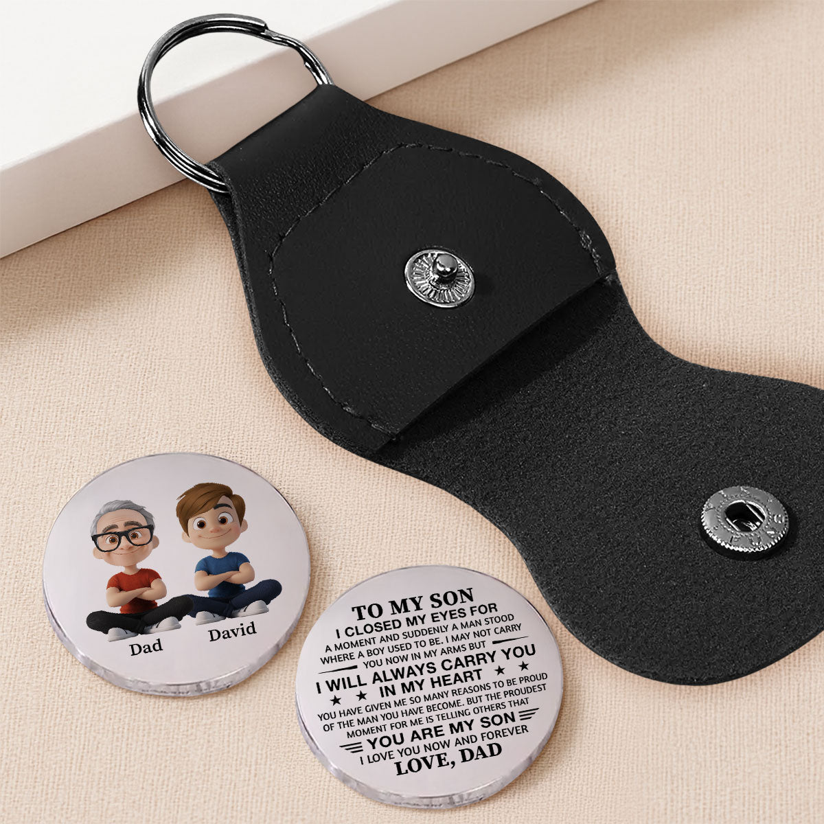 Custom Coin Keychain for Son, Father's Day Birthday Gifts • Always Proud To Call You Son - Personalized Pocket Hug