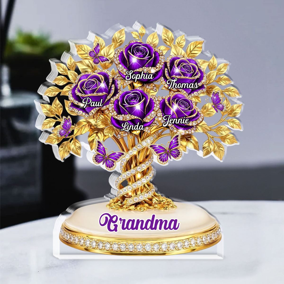 Custom Mother's Day Decor, Gift for Mom & Grandma • Rose Flower Grandma - Personalized Acrylic Plaque