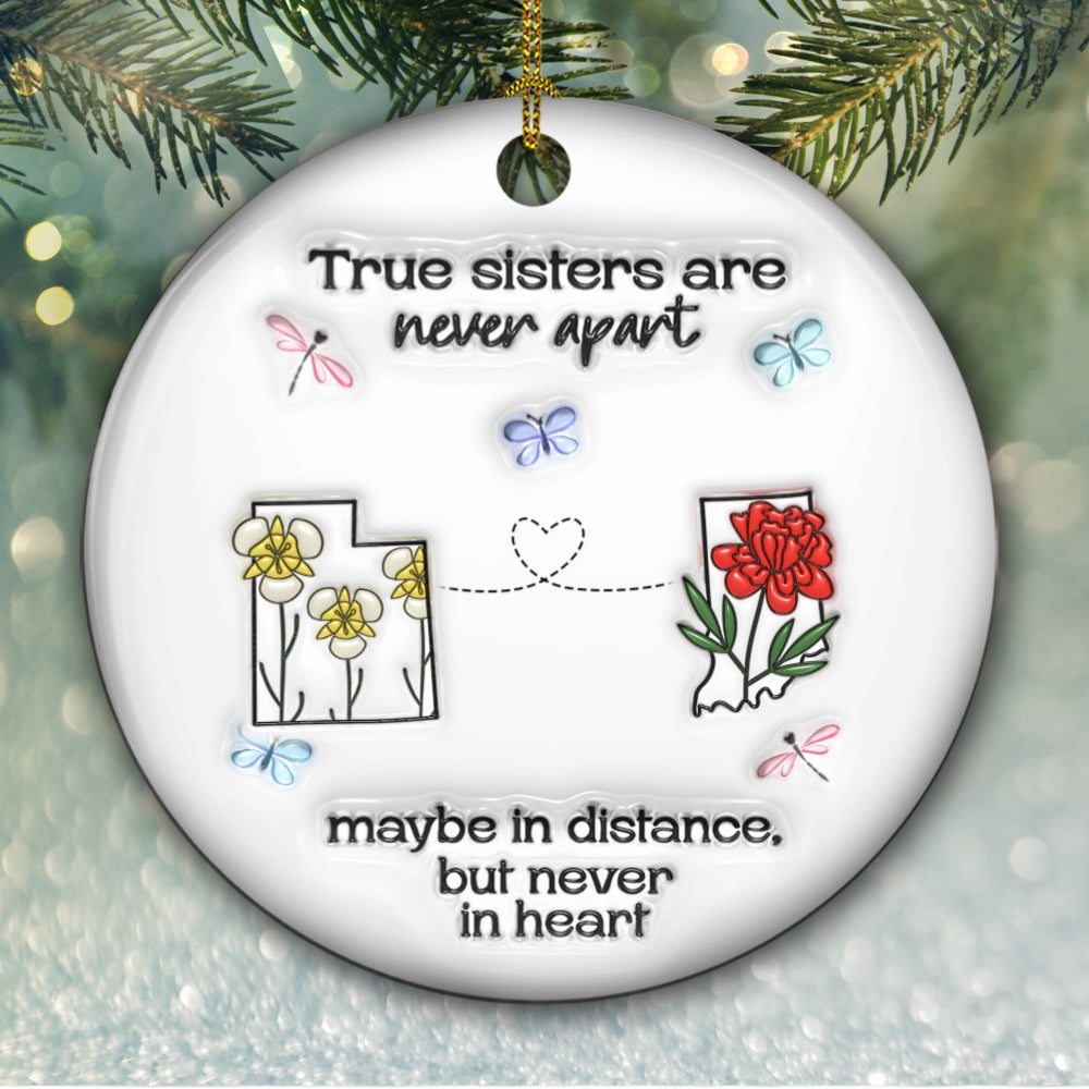 Custom Friendship Christmas Ornament, Best Friend Gift •  Always Close At Heart - Personalized 3D Inflated Effect Ceramic Ornament